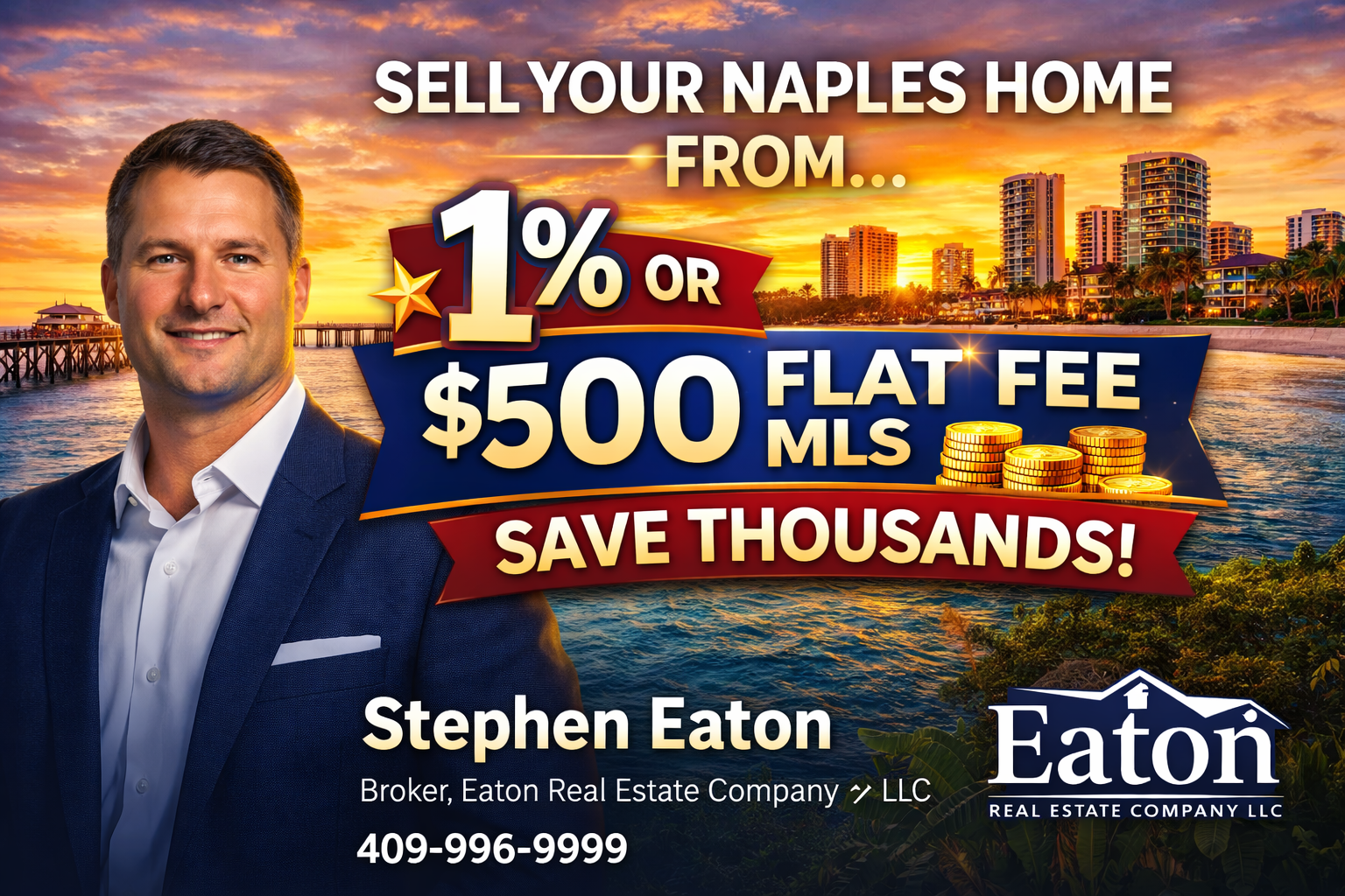 discount MLS listing Naples FL 1 percent listing and $500 flat fee MLS Eaton Real Estate Company