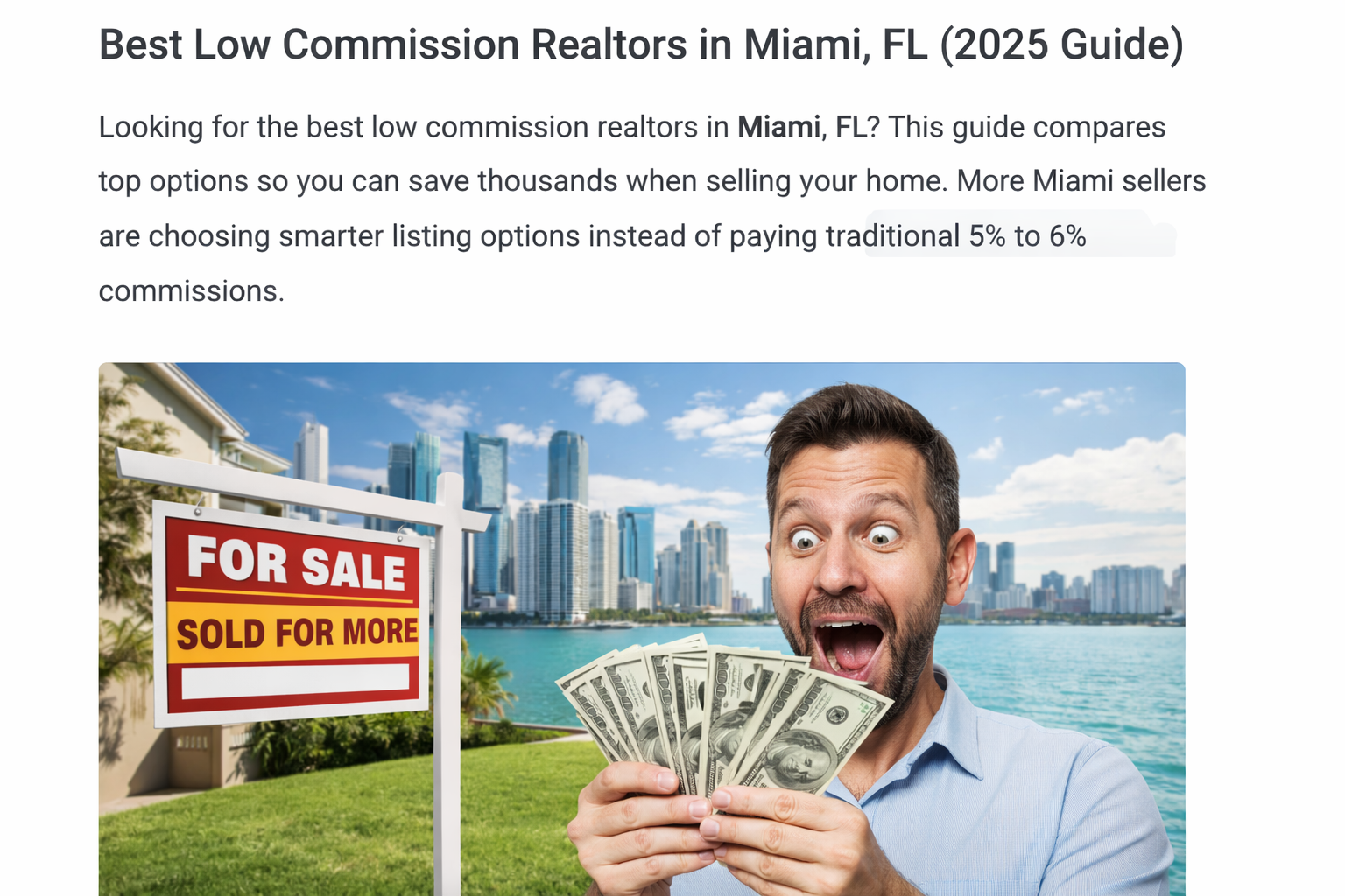 low commission realtors Miami helping home sellers save thousands in commission