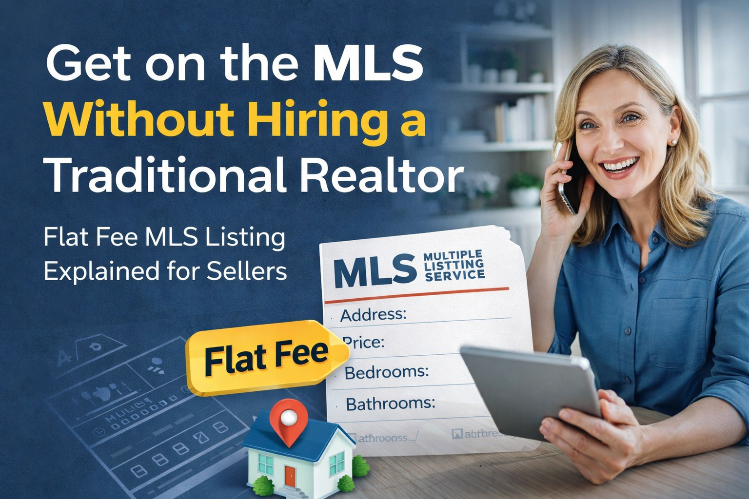 Seller learning how to get on the MLS without hiring a traditional Realtor through a flat fee MLS listing service