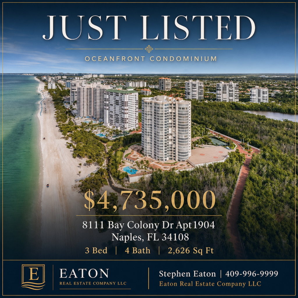 Luxury oceanfront condominium listing at 8111 Bay Colony Dr Apt 1904 in Naples FL