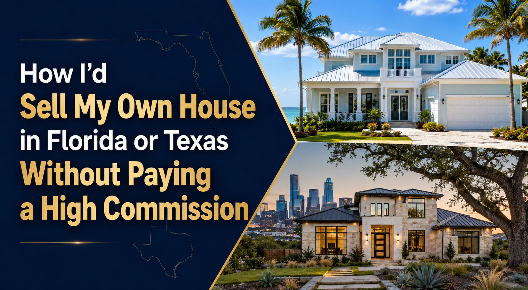 Florida and Texas homes illustrating a lower-commission home-selling strategy