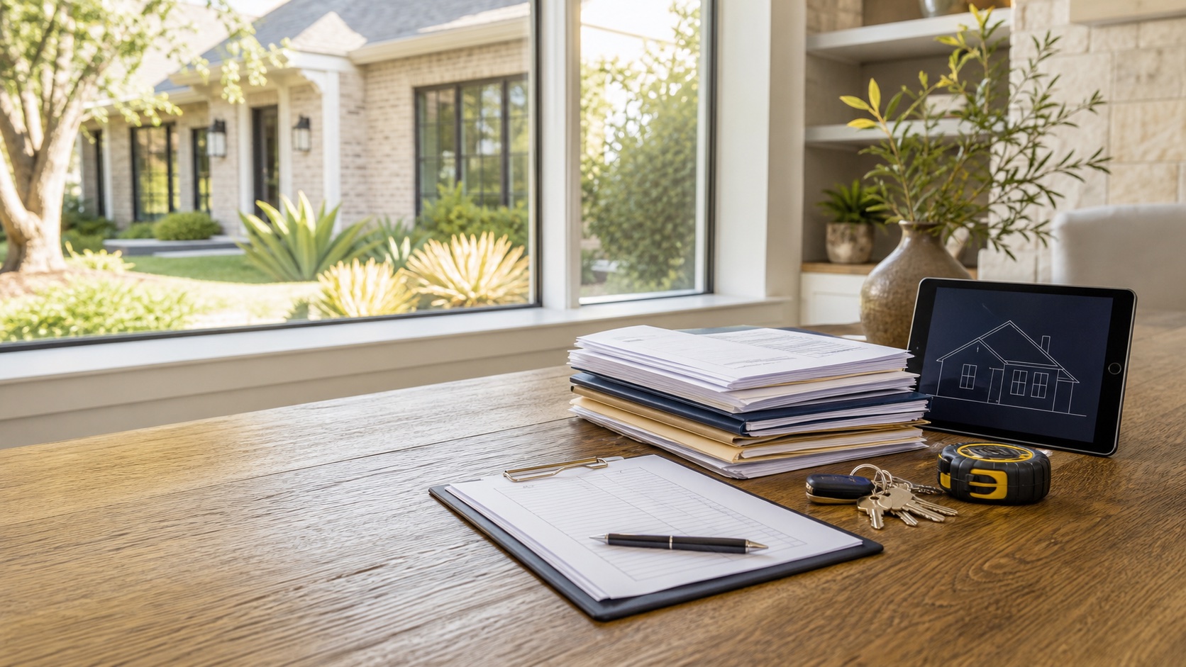 Texas seller organizing maintenance records and property documents before listing