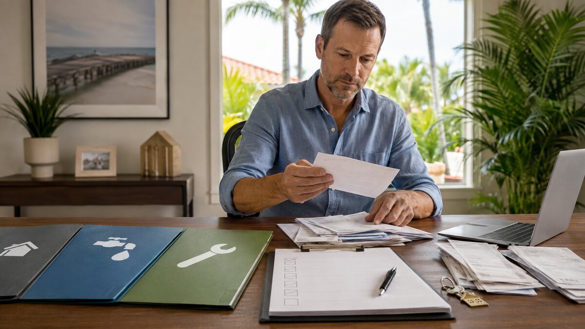 Florida home seller organizing property condition and repair records