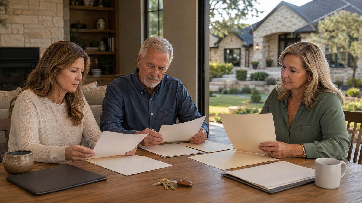 Family organizing records for an inherited Texas home