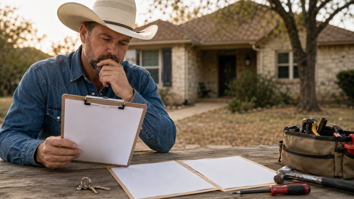 Texas homeowner evaluating an as-is sale and property condition