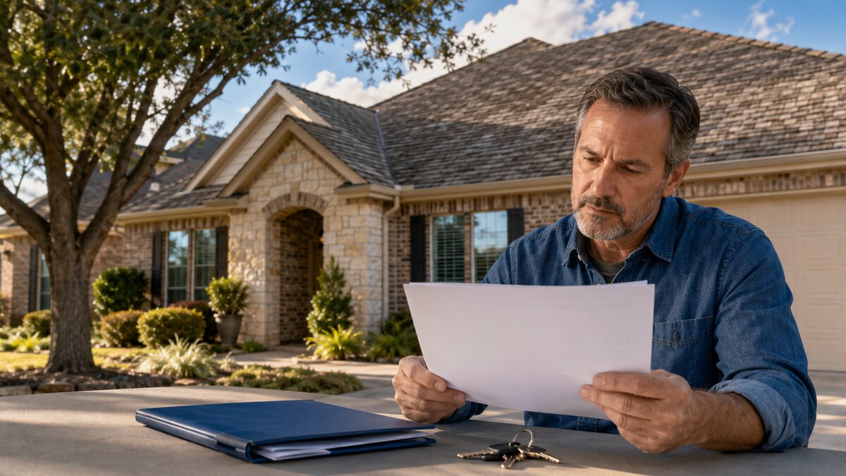Texas homeowner reviewing records for an older roof