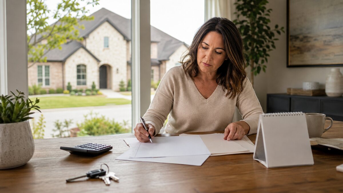 Texas home seller reviewing property tax and closing documents