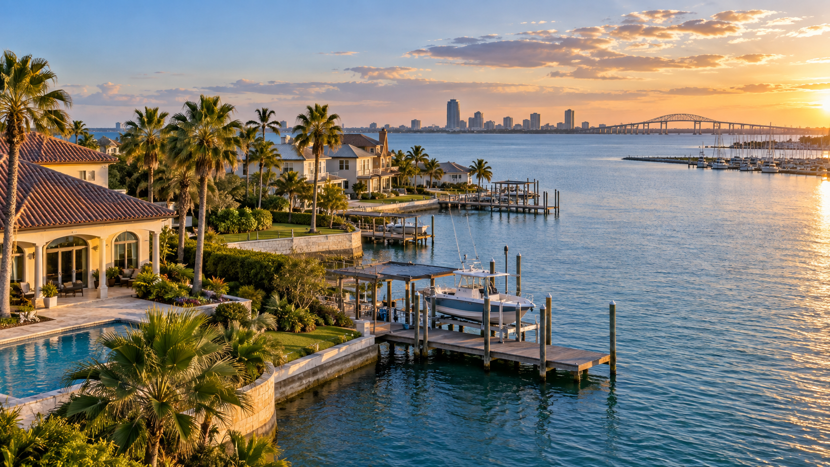Waterfront homes, docks and bay views representing Corpus Christi and the Coastal Bend