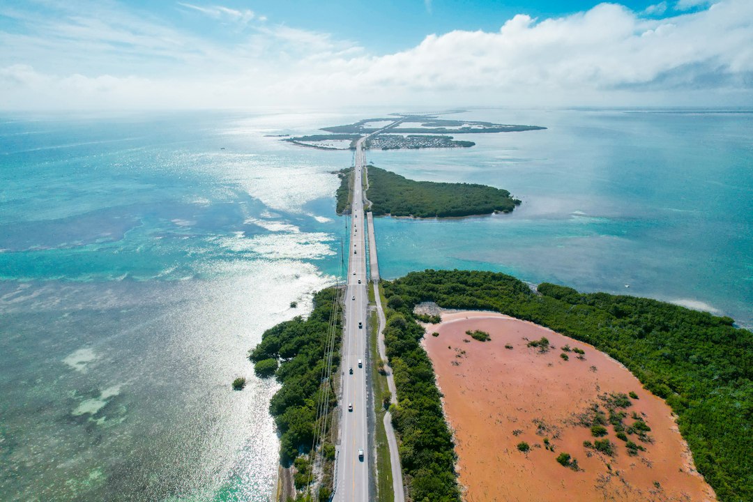 Aerial Florida Keys roadway and ocean representing Marathon Florida seller coverage