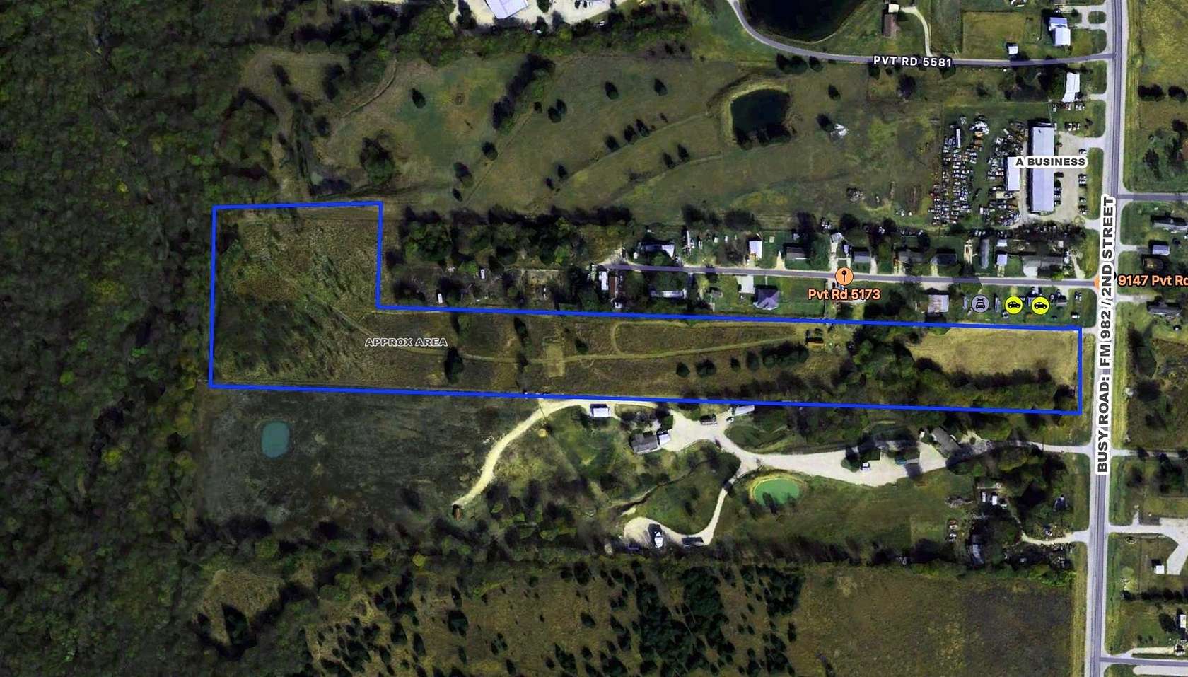 Listing aerial of the FM 982 offering in Princeton, with illustrative boundary markings