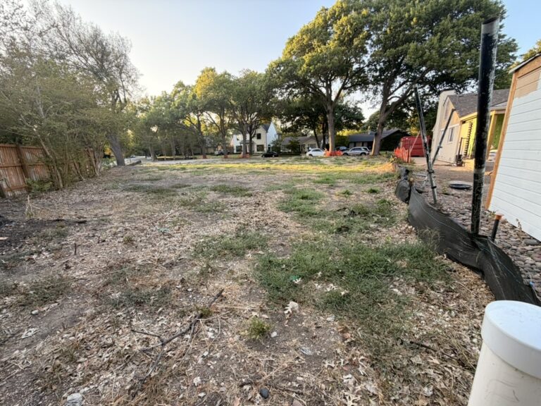 Owner-submitted view of the land at 4623 Arcady Avenue, showing nearby homes